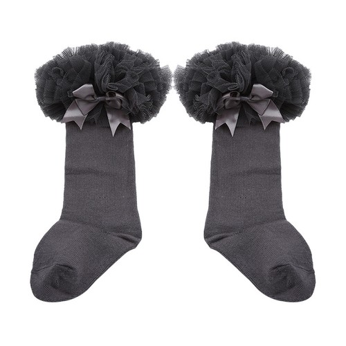 Bébé bambin Filles Chaussettes volants Manchette princesse robe de coton dentelle nœud G