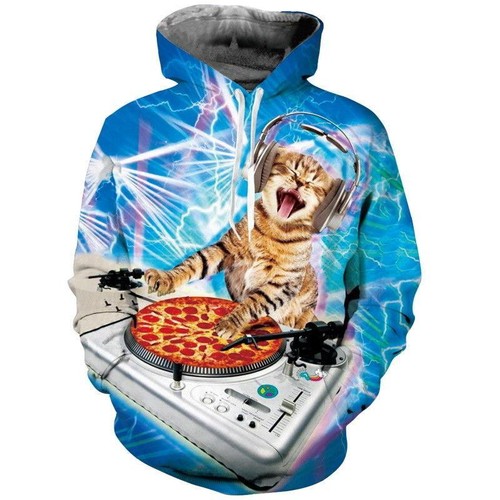 Men Women Boys 3D Printed Hooded Sweatshirt Casual Pullover Hoodie Flamingo Wolf