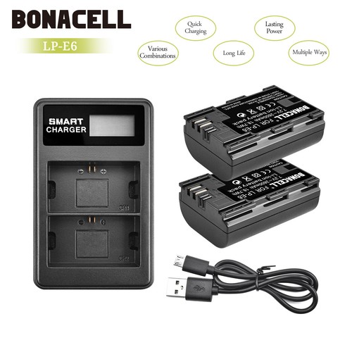 LP-E6 Batería o Cargador para Canon EOS 60D 60Da 5D Mark II 7D Mark Cam II III IV