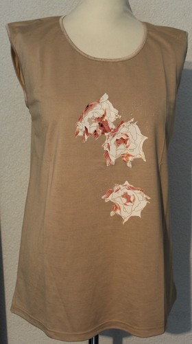 2718 Damen Shirt ohne Arm SommerTop BasicTrägershirt beige Gr.L 44-46