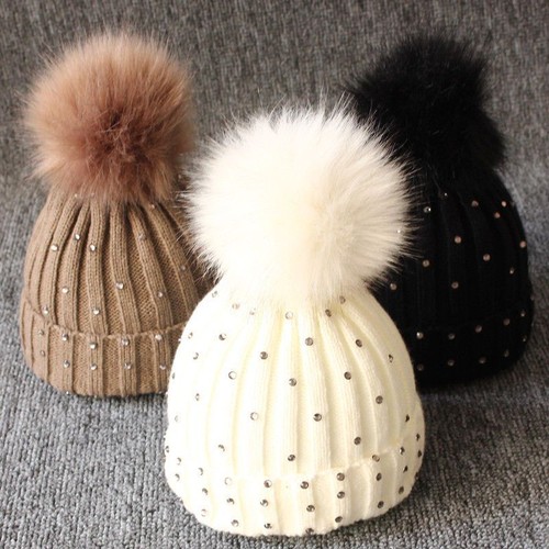 Winter Caps For Newborn Baby Boy And Girls Beanies Warm Fur Sequins Crochet Hat
