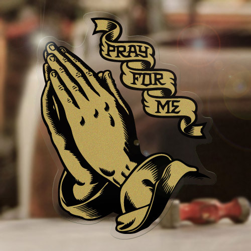 Praying Hands sticker decal pray for me skate surf surfing aircooled gold 3.5/"