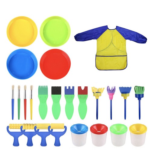 25x Kinder Pinsel Schwamm Malerei Pinsel Werkzeug Set Kleinkind Spielzeug Gift