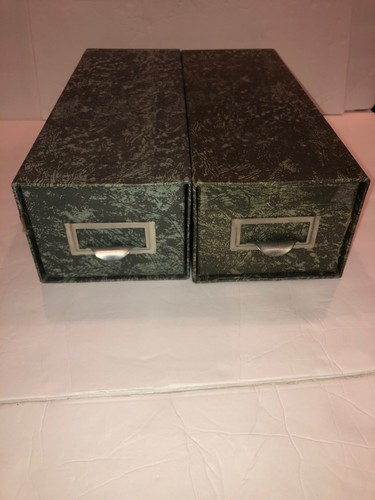 LOT OF 2 Globe-Weis 3.75 X 5.625 Index Card Storage Box Green 35C GRE USA