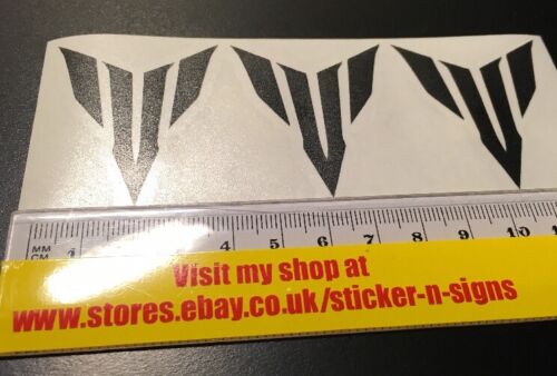3x Matt Black MT-07 MT-09 MT-10 Small Logo Sticker 50mm X 40mm Stickers Decal