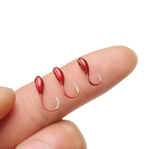 Details about / Ice Lake Head Lead Overturned Lure Bait Fishing Tackle Fishing Hooks Red Worm