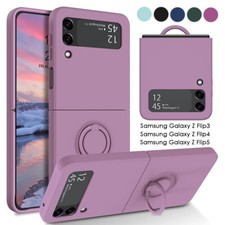 For Samsung Galaxy Z Flip6 5 4 Silicone Shockproof Ring Stand Phone Case Cover