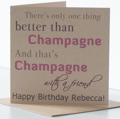 Personalised Champagne Card. Champagne Birthday Card for a special best friend