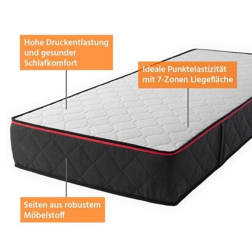7-Zonen Kaltschaum-Matratze mit Gel-Schicht für Boxspring-Betten