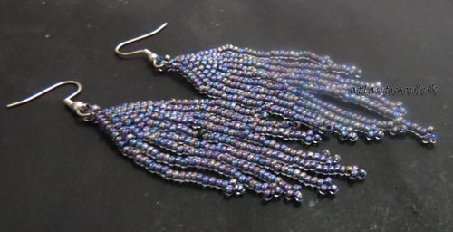 E15 Multi glass beads pote hand work women hooked ladies earring Nepal India