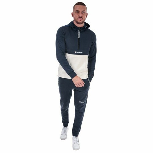 Men/'s Champion Small Logo Zip Pocket Elastic Waist Jogger Pants in Blue