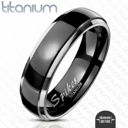 Anneau Homme Femme en titane 6mm bande noire