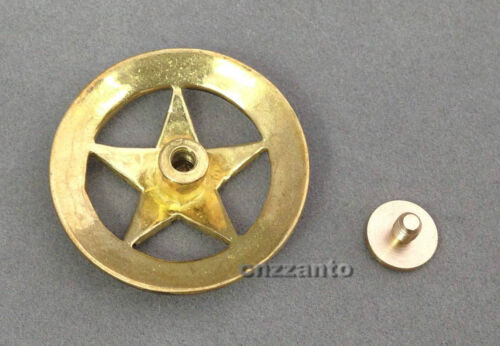 3PC 28mm Solid Brass Western Texas Star Conchos Leathercraft stud Punk screw