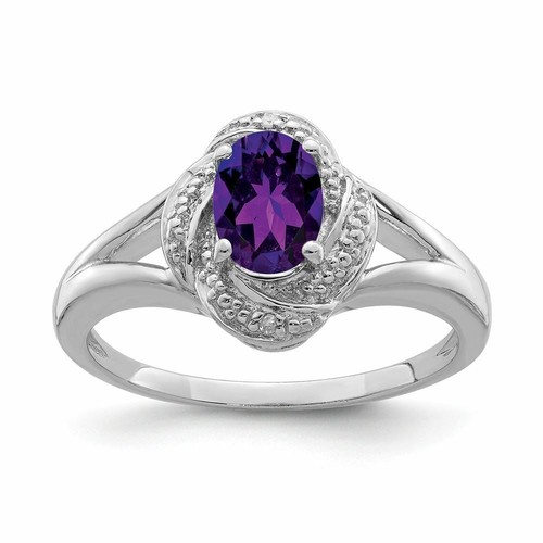 Details about / Sterling Silver 2 MM Diamond and Amethyst February Birthstone Ring MSRP $223