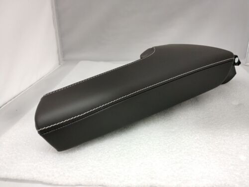 Camaro 2016-2020 black leather center console lid white//gray stitching w// blems