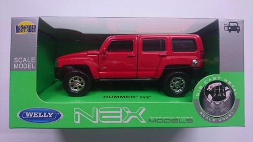 WELLY HUMMER H3 ROT 1:34 DIE CAST METAL NEU IM KASTEN