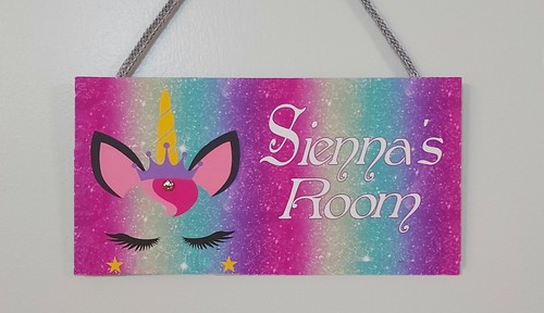 Personalised Unicorn en Bois Chambre à Coucher Porte Signe//Plaque-Enfant Chambre