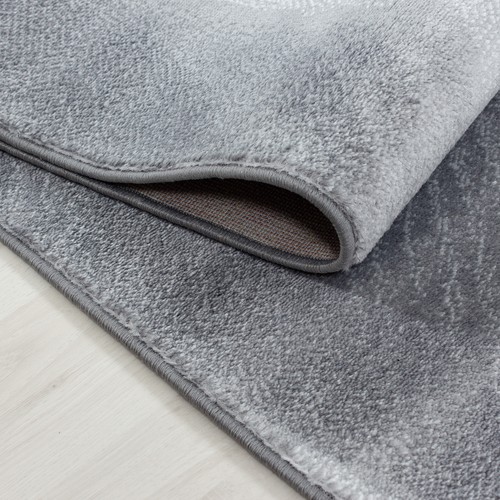 Teppich modern Designer Wohnzimmer Baum Optik Wellen Muster Meliert Grau Weiß