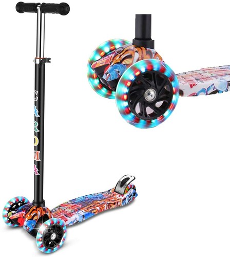 Kick Scooter For Kids Deluxe 3 LED Wheels Toy Folding Adjustable Boys Girls Gift