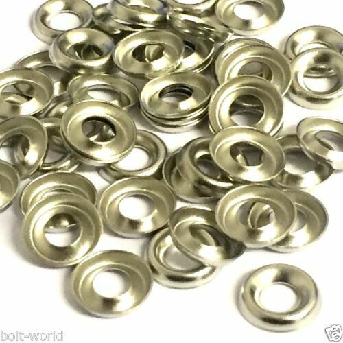 No 8 SOLID BRASS NICKEL PLATED SURFACE CUP WASHERS FOR COUNTERSUNK SCREWS BOLTS