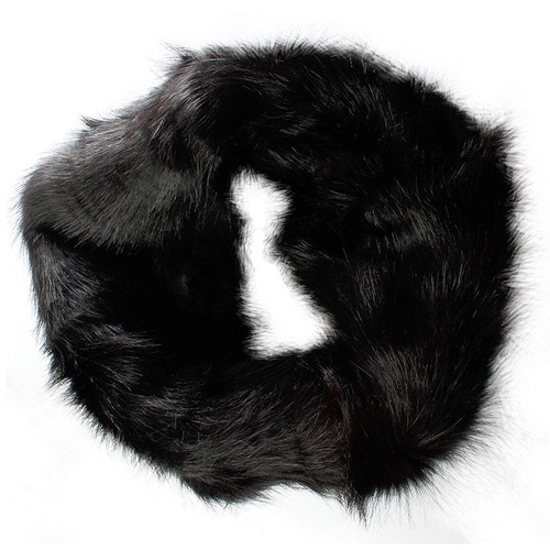 Women/'s Luxury Black Faux Fur Snood Scarf