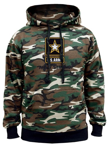 New Men/'s Center US Army Strong Camo Hoodie Sweater Military USA Pride American