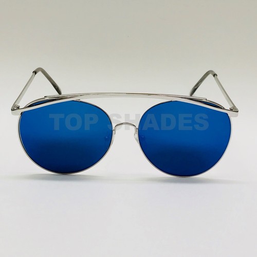Oversize Aviator Round Design Men Women Fashion Style Brow Bar Metal Sunglasses