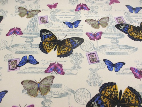 4 Metres Ivory Butterfly//Butterflies Printed 100/% Cotton Canvas Fabric.
