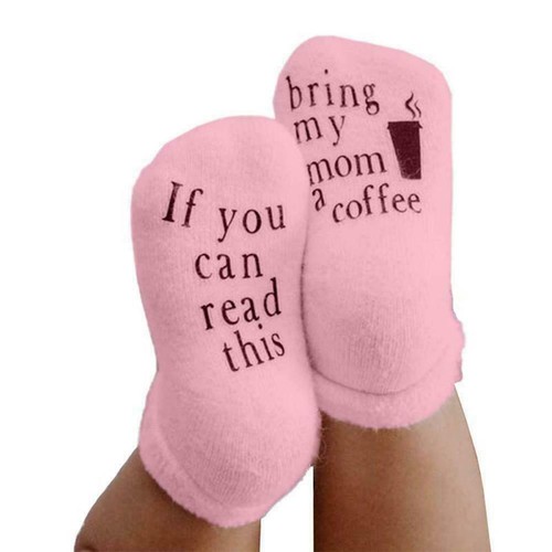 1Pair Baby Kids Letter Print IF YOU CAN READ Anti-Slip Sock Cotton Baby Ste M8X3