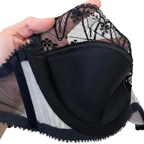 Agent Provocateur FiFi Schwarz Mesh Lace Bra 34DD Pleated Coquette Burlesque
