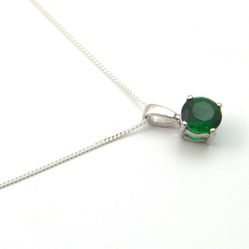 Colgantes Diamante único garra de plata esterlina con cadena de 4 Varios Colores