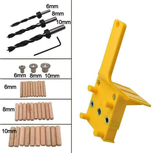 8//41x Handheld Woodworking Dowel Jig Set Wood Hole Guide Tool Best DIY Dril N6Z1