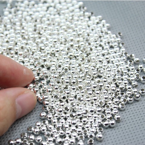 1000Pc 3MM Silver Plated Round Ball Spacer Beads DIY Jewelry Making Findings New