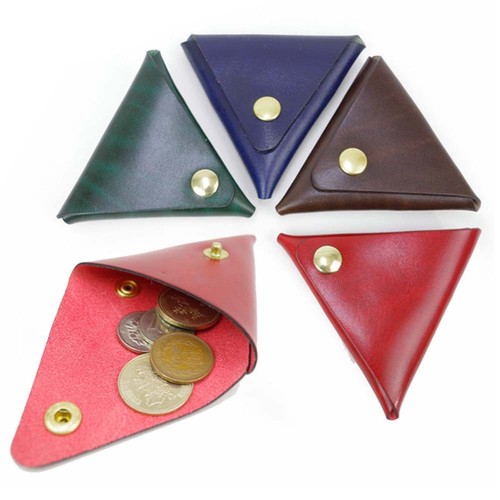 Flower Emboss Triangle Double Sided Press Stud Loose Change Coin Wallet Blue