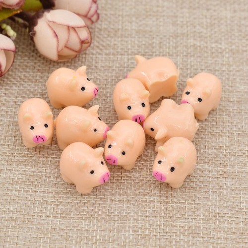 10pcs Cute Resin Miniature Pig Figurines Terrarium Fairy Garden Ornament Craft