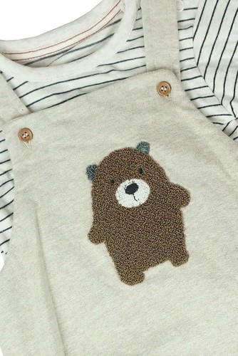 Boys Baby Teddy Bear Romper /& Stripe Bodysuit Top Set Tiny Baby to 18 Months