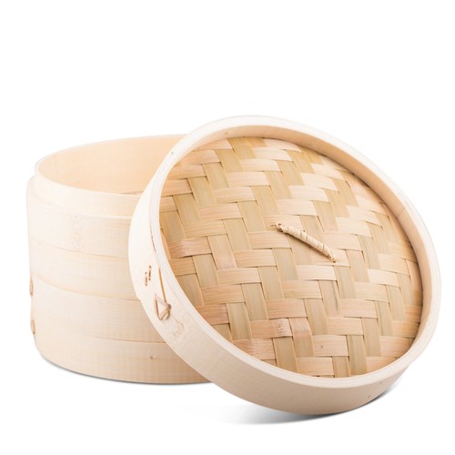 3 Pièces Panier 25cm Bois Bambou Vapeur Vapeur Robot Cuiseur à Vapeur Offre