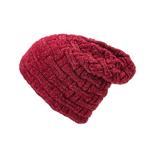 Men Women Winter Plus Thickened Design Chenille Solid Ear Protector Slouchy Hat