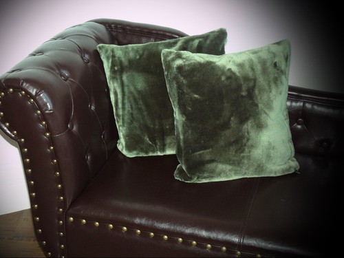 2 coussins 40x40 3tlg Set Luxe Couverture de jour couverture couverture couverture foncé-vert
