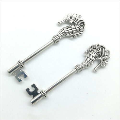 Lot 10pcs seahorse key Antique Silver Bronze Charms Pendants Jewelry Making DIY