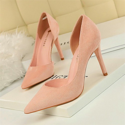 Women Banquet Suede Pointed Toe Stilettos High Heels Court Shoes Pumps Size 3-9