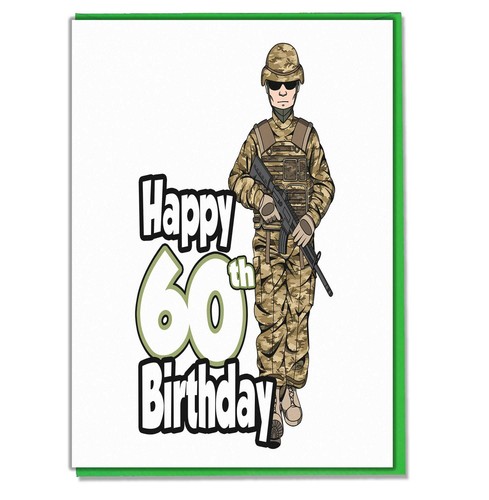 Soldier Army 60th Birthday Card Mens Son Grandson Dad Husband Brother Friend