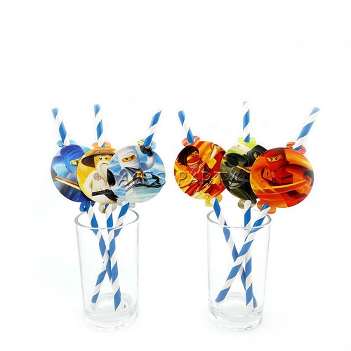 Ninjago Theme Straws Birthday Party Decoration Biodegradable Paper Straw Tube