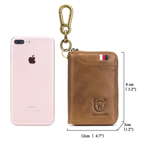 Genuine Leather Wallet Car Key Holder Case Keychain Bag Zipper Credit Card Purse