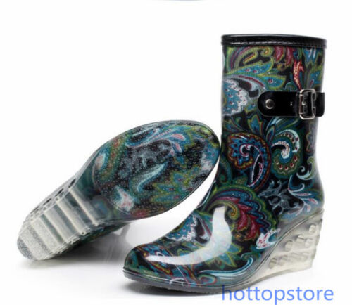 Transparente Gummistiefel Damen Women Mehrfarbig Regenstiefel Winter verdicken