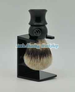 FS-Black-Plastic-Handle-Silvertip-Badger-Hair-Shaving-Brush-21MM-Free-Stand