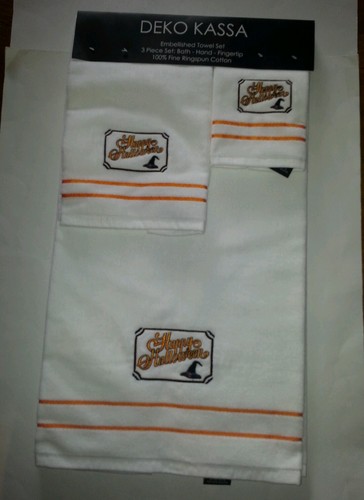 Details about / Deko Kassa Embellished Happy Halloween 100/% Cotton Towel Set Bath Hand Fingertip