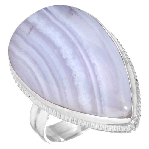 925 Sterling Argent Naturel Bleu Dentelle Agate Ring Taille 5 6 7 8 9 10 11 ma649