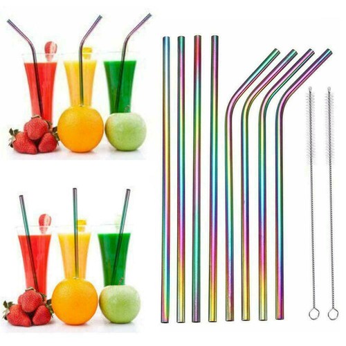 Glas Strohhalme Wiederverwendbar Edelstahl Trinkhalm Set Reinigungsbürste 4 O0J5