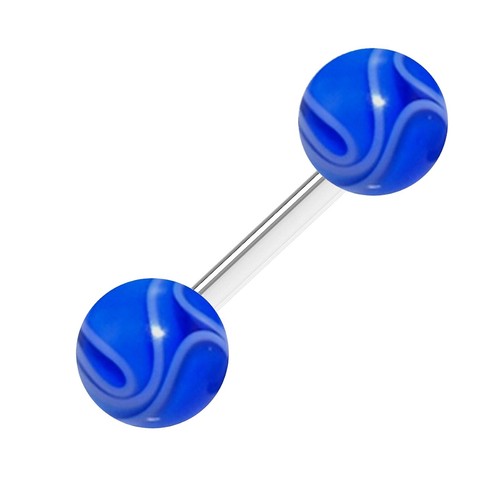 Barbell Edelstahl 1,2mm mit 2 Marmor Kugel Helixpiercing Ohrpiercing Piercing